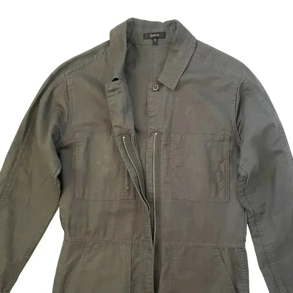 Quince Cotton Linen Twill Long Sleeve Coverall Jumpsuit - Charcoal Gray - Size S - Picture 6 of 7